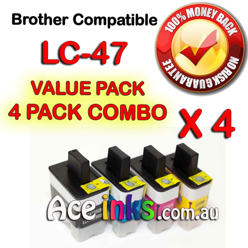Value Pack 4 Combo Compatible Brother LC-47 Printer Cartridges